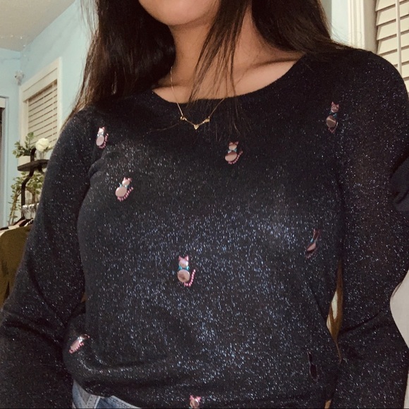 Navy Shimmer Cat Top - Picture 2 of 4